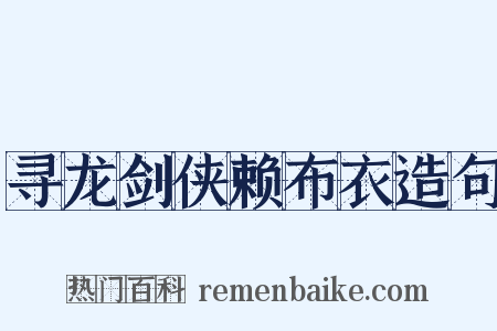 寻龙剑侠赖布衣造句是什么意思的图片